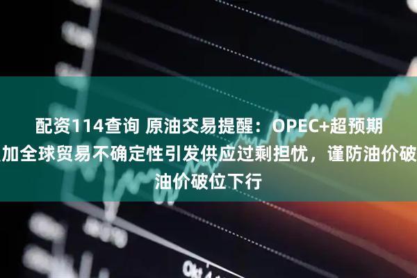 配资114查询 原油交易提醒：OPEC+超预期增产叠加全球贸易不确定性引发供应过剩担忧，谨防油价破位下行